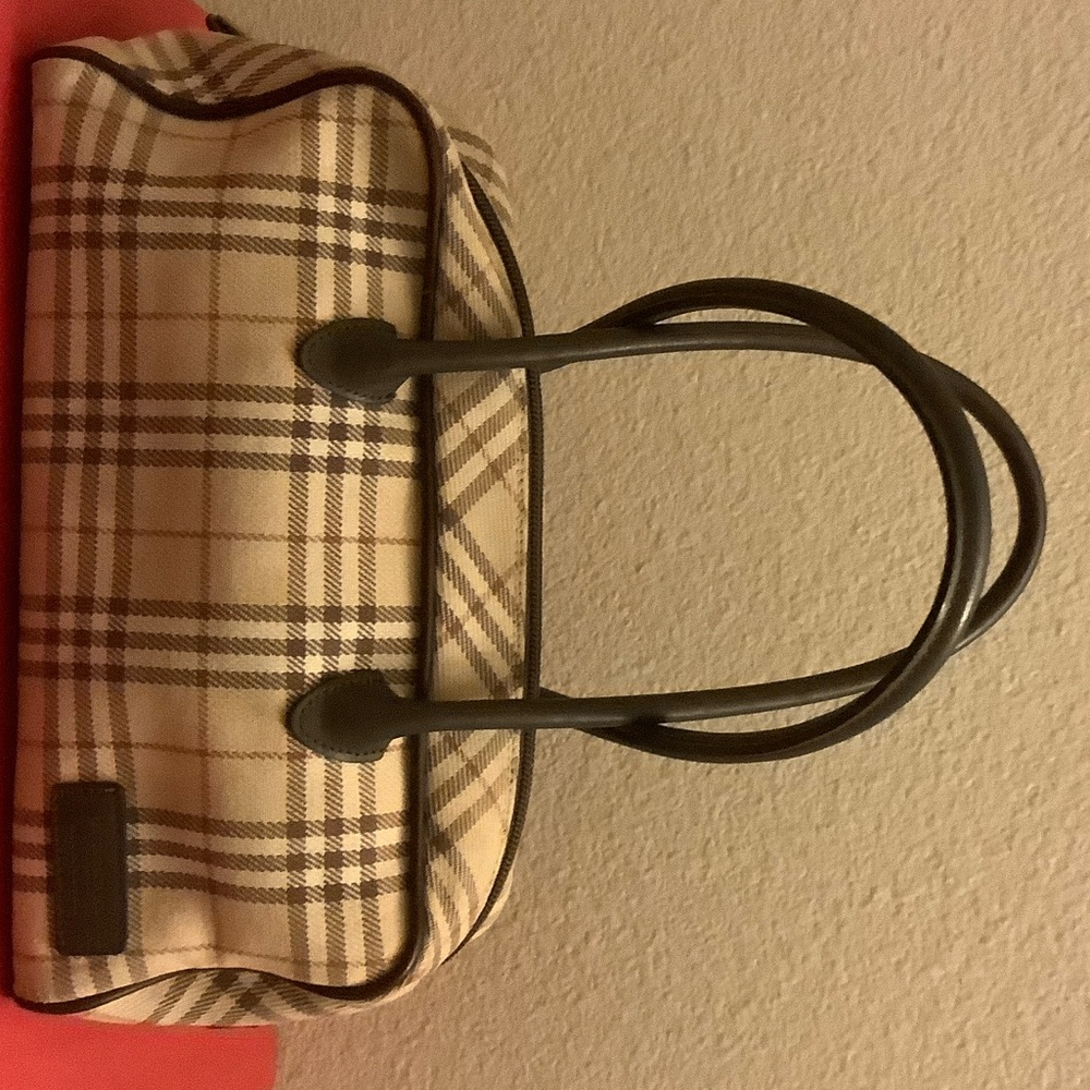 Burberry Beige and Brown Check Shoulder Bag